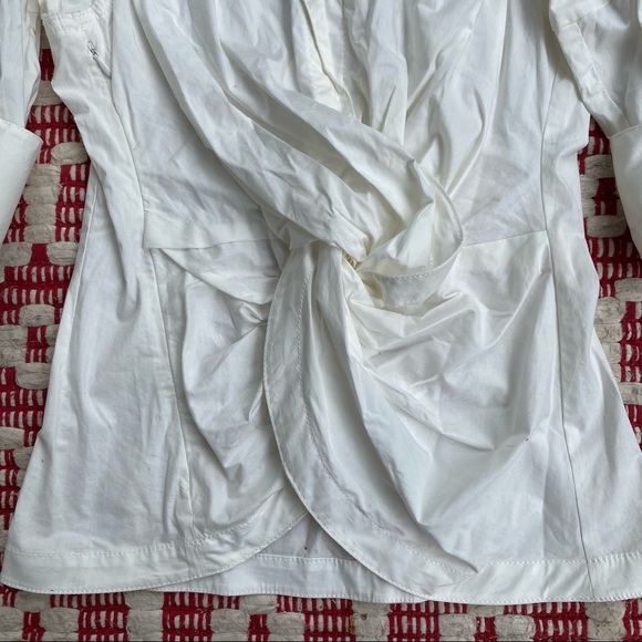 BYRON LARS cream cotton poplin front twist top 4 - Picture 4 of 14